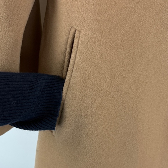 Vintage Elegant Tan Long 100% Wool Coat Old Money Fits like a small w/ scarf - Picture 4 of 16